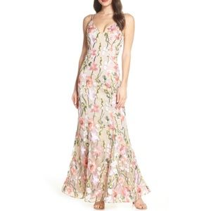 Floral Embroidered Evening Dress